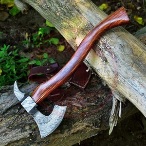 Handmade Damascus Steel Tomahawk Hatchet <b>Axe</b> With Rose Wood Hunting Camping <b>Axes</b> - Product Image 6