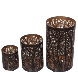 Wholesale Handcrafted Metal Cutwork Votive Holder Decorative Bronze Finish Floral Pattern <b>Tealight</b> <b>Candle</b> Lantern For Home Decor - Product Image 4