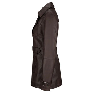 Manteaux en cuir véritable à double boutonnage pour femmes manteaux en cuir véritable résistants aux intempéries et respirants en gros - Product Image 3