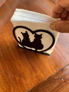 Servilletero Negro con Diseño de Gatos para Parejas, Estilo Artesanal, Ideal para Cenas Románticas y Decoración de Mesa, Procedente de la India - Product Image 3