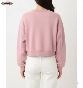 Sudadera con Capucha de Invierno, Estilo Urbano, Gruesa, Corta, Holgada, de Poliéster/Algodón, con Logotipo Personalizado, Estampado en Relieve, Cuello en V, 2 Piezas, Precio de Fábrica - Product Image 2