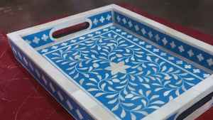 Plateau incrusté en os et résine Plateau de service unique fait main pour café, collations, décoration de maison et de bureau - Product Image 2