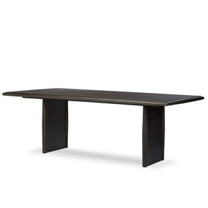 Table à manger en bois massif à double piédestal, finition rustique, forme carrée, beauté naturelle, pour la maison, le bureau, la cuisine, le restaurant - Product Image 1