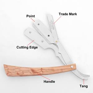 Navaja de Afeitar Profesional de Acero Inoxidable con Mango de Madera y Funda de Cuero de Life Care Instruments - Product Image 4