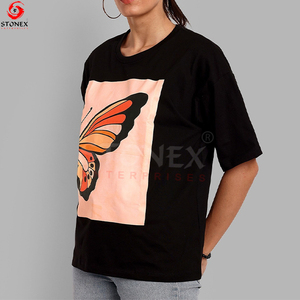 Camiseta personalizada para mujer Añade tu logotipo Impresión de transferencia de calor Verano cuello en V Camisetas para mujer - Product Image 3