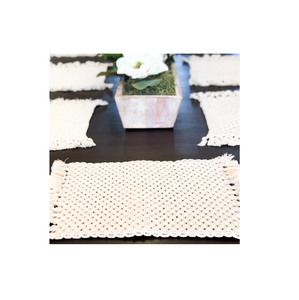 Manteles individuales de macramé multicolor Diseño elegante Acabado natural Forma floral Color antiguo Artículos de mesa más exigentes - Product Image 5
