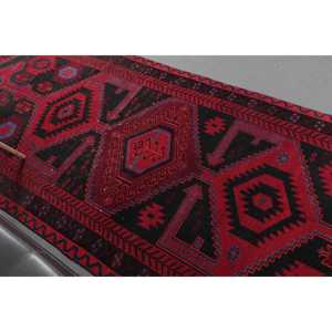 พรมขนาด 4.5x12.2 ฟุต, พรมตุรกีโบราณ, พรมขนสัตว์สีแดงน้ำเงินไล่เฉด - Product Image 4