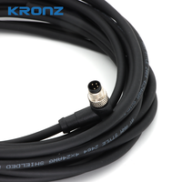 KRONZ M8 Connecteur circulaire 4 broches A-Code mâle 90 degrés à angle droit IP67 étanche câble de capteur pré-moulé 2 mètres en PVC