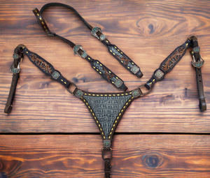 100% véritable véritable argentine cuir de vache Western Headstall pour cheval tous les saisonniers fantaisie cheval Headstalls ensemble avec Thunderbird - Product Image 2