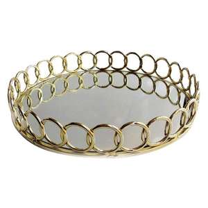Decorative Metal Mirrored <b>Tray</b> Round Shiny <b>Mirror</b> Finished <b>with</b> <b>Mirror</b> Base <b>Tray</b> for Serving Foods and Drinks at Cheap Prices - Product Image 2