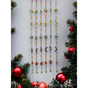 Ensemble de 10 décorations bohèmes en forme d'étoiles et de lunes, ornements suspendus à la porte faits à la main de 120 cm - Product Image 1