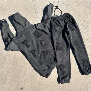 Custom Heavyweight Cotton Embroidered <b>Patches</b> Hoodie Sets Custom Oversized Vintage Wash Hoodie and Sweatpants for Men - Product Image 3