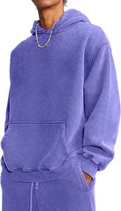 Pull 100% coton de haute qualité sweats à capuche surdimensionnés chauds vente en gros hommes logo personnalisé lavage à l'acide goutte épaule à capuche meilleur prix - Product Image 4