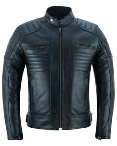 Veste en cuir de style vintage pour hommes High Street Enduit Moto Style motard décontracté avec col montant Tissu tissé pour l'hiver - Product Image 1