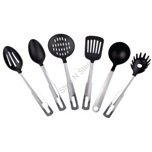 Ensemble d'ustensiles de cuisine de luxe tourneur et louche en nylon antiadhésif accessoires en acier inoxydable avec poignée usage quotidien 6 pièces ensemble - Product Image 2