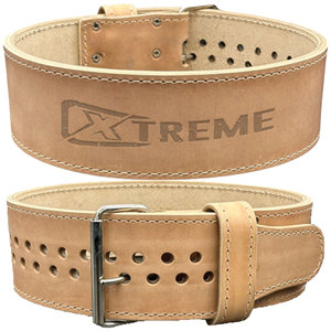 เข็มขัดยกน้ำหนักหนังวัวแท้คุณภาพสูง สีแทน หนังฟอกฝาด ไม่ลื่น แข็งแรง ป้องกันอย่างมืออาชีพ สำหรับการยกน้ำหนัก - Product Image 1
