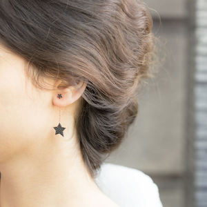 Star Design Black Zircon Stone <b>Long</b> Woman <b>Earrings</b> Turkish Handmade Wholesale 925 Sterling Silver <b>Earrings</b> - Product Image 3