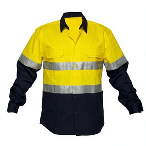 Long Sleeve Safety <b>Work</b> Shirt Reflective Workwear 100% Cotton Safety Shirts Hi Vis - Product Image 1