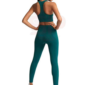 Traje de Yoga para mujer, ajustado, cintura elástica, tela elástica, conjuntos de mujer, conjunto de 2 piezas, transpirable, Color sólido, secado rápido - Product Image 6