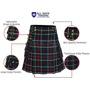 Cuchillo de falda escocesa de tartán de alta calidad para hombre, tela de cuero ajustable plisada para eventos tradicionales - Product Image 3