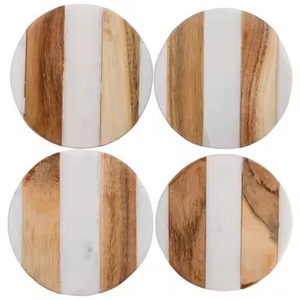 Juego de posavasos de madera y mármol de forma redonda, esteras y almohadillas de té de alta calidad, vajilla, posavasos de madera para la decoración de la Mesa del hogar - Product Image 1