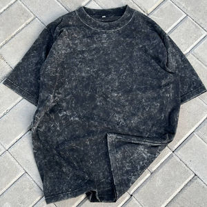Camiseta holgada de gran tamaño lavada con ácido 2025 para hombre, ropa de calle de algodón de alta calidad 100%, stock sólido a granel, 220 gramos - Product Image 1