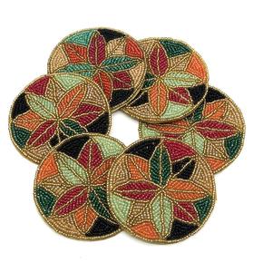 Round Handmade Beaded Coaster with <b>Seed</b> Beads Tableware <b>Mat</b> Artisan Beaded Embroidery Coaster Custom Design Coaster - Product Image 6