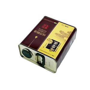 Boîte en fer blanc rectangulaire de qualité alimentaire 2,5 L pour huile d'olive avec couvercle en plastique et impression offset - Product Image 4