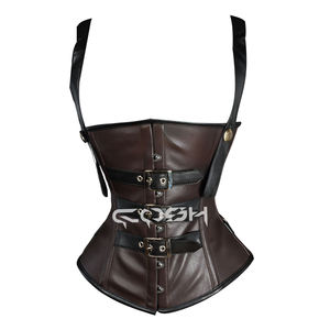 คอร์เซ็ทหนังสีน้ำตาลดีไซน์ใหม่พร้อมหัวเข็มขัดปรับได้และสายสะพายไหล่ - Product Image 1