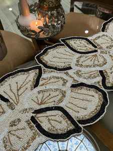 Beaded <b>Placemat</b> Handmade <b>Round</b> Charger for Luxury Dining & Holiday Decor Unique Piece Handmade Beaded, <b>Placemat</b>, Housewarming - Product Image 2