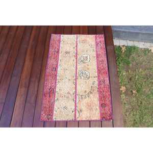 พรมตุรกี 1.9x3.1 ฟุต (59x94 ซม.) สีแดง ลายแบบนามธรรม สไตล์วินเทจ - Product Image 4