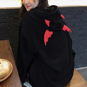 Vêtements gothiques Harajuku Hoodies Devil Horns Sweatshirts tricotés sweatshirts à capuche zippés Loose Pullovers Long Sleeve Tops Streetwear - Product Image 1