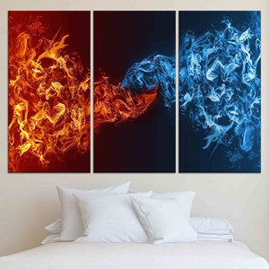 Impression sur toile abstraite moderne en verre : Œuvre d'art Feu et Glace, LOT DE 3 TOILES - Product Image 1