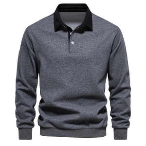 Camisa Polo de Manga Larga para Hombre, Marca Index Apparel, Tejido de Punto, Color Sólido, Cierre de Botones, Corte Regular, Anti-Pilling, Algodón - Product Image 6
