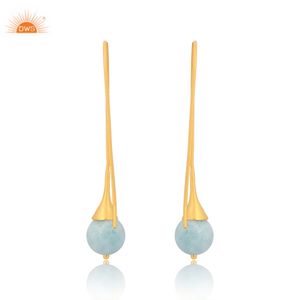 Pendiente colgante de Calcedonia Aqua Natural chapado en oro de latón fino de la mejor calidad para regalar fabricante de joyería fina Demi - Product Image 2