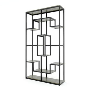 Decorative <b>Shelf</b> with Iron Frame 100x30x182cm Made of Rubber Wood KS68062 - Product Image 3