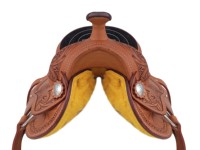 Selle Western pour enfants de 10 pouces en cuir de buffle 100 %, logo personnalisé, motif floral sculpté à la main, siège rembourré doux et durable, outillage personnalisé pour enfants