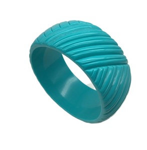 Brazalete de Resina Acrílica con Rayas Turquesa Vintage de Lujo para Mujer, Diseño de Marca, Modelo Angel, Set de Regalo de Navidad - Product Image 1