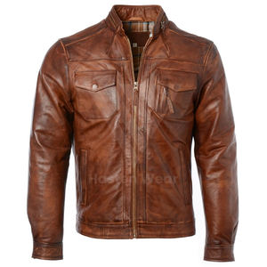 Veste en cuir véritable tendance OEM pour la vente en gros, fabriquée au Pakistan et veste en cuir streetwear à séchage rapide - Product Image 4