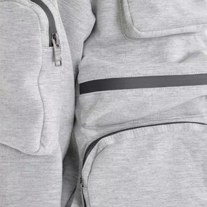 OEM Custom Heavy <b>Thick</b> Cotton Fleece Multi Cargo Pockets Full Zip up <b>Men's</b> Hoodies New Fashion solid color <b>Men</b> <b>Hoodie</b> - Product Image 6