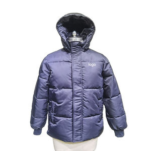 เสื้อแจ็กเก็ตปลาปักเป้าสำหรับผู้ชายเสื้อโค้ทผ้าใบสีล้วนมีฮู้ดแบบมีซิปด้านหน้าเสื้อโค้ทสำหรับกิจกรรมกลางแจ้งโลโก้ตามสั่งสำหรับฤดูหนาว - Product Image 2