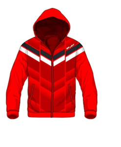 Sudadera con Capucha Roja Personalizada para Hombre, Impresión por Sublimación, Patrón Geométrico, Cierre Frontal Deportivo, Logotipo, Ropa de Invierno - Product Image 5