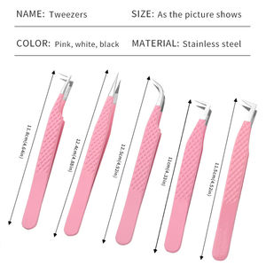 Pinces à épiler pour extensions de cils en acier inoxydable de haute qualité, pointe pointue, pointe en fibre, prix bas, marque privée, outil de beauté, utilisation en salon - Product Image 6