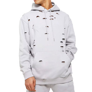 Premium Distressed Hoodie <b>Men</b> Oversized Heavyweight 100% Cotton Streetwear Casual Pullover <b>Hooded</b> <b>Top</b> Quick Dry Breathable - Product Image 1