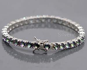 Pulsera de Mujer con Piedra Preciosa de Topacio Místico Natural, Regalo de Aniversario de Bodas, Navidad, Joyería Hecha a Mano, Pulsera de Plata de Ley 925 - Product Image 2