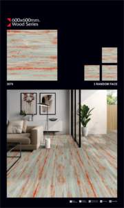 Azulejos de Cerámica con Acabado Brillante, Imitación Piedra Serie Madera, 600x600mm, Resistentes a los Ácidos, para Uso Interior en Villas, 8% de Agua - Product Image 4