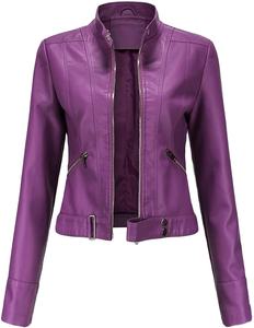 Venta al por mayor recortada estilo bombardero chaqueta de cuero de oveja genuina para las mujeres de Moda de Primavera motocicleta engranaje terminado de procesamiento - Product Image 1
