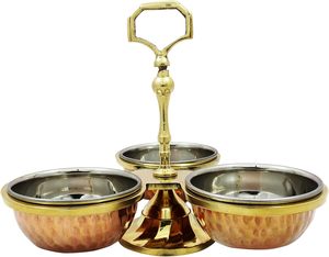 Chất Lượng Cao Cấp Bán 3Pcs Đồng Thép Phục Vụ Dưa Gia Vị Miệng Làm Mát Trái Cây Khô Container Phục Vụ Món Ăn Giá - Product Image 5