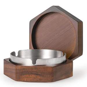 Base en bois avec couvercle amovible Facile à nettoyer Parfait pour une utilisation intérieure et extérieure Cendrier élégant pour la maison ou le bureau - Product Image 1