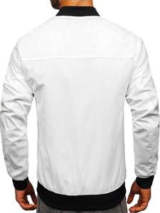 Customized Logo <b>Men's</b> Winter <b>Puffer</b> <b>Jacket</b> Thick <b>White</b> Canvas Fleece Zipper Bomber Stand Oversized Big Size for Outdoor Use - Product Image 2